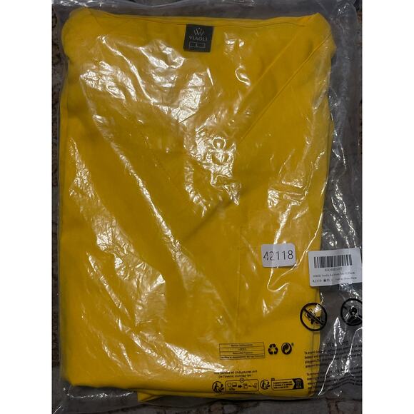 VIAOLI Scrubs for Women Set V-Neck Top 8 Pocket Jogger Scrub Pant Yellow Sz L - Picture 5 of 5